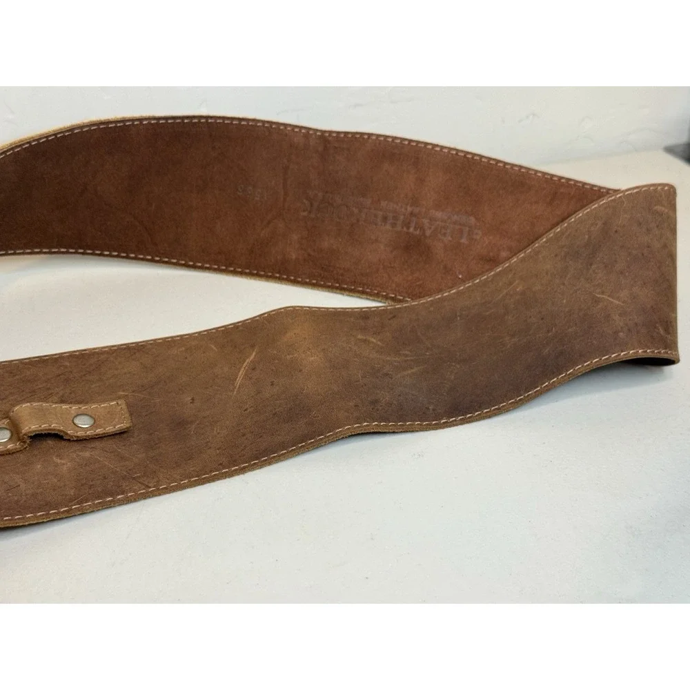 Leatherock Vintage Brown Suede Wide Waist Hip Belt Silver Hook Buckle USA 36